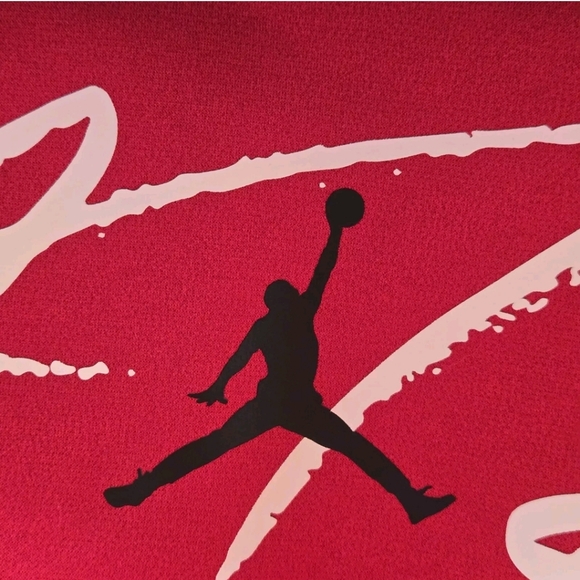 Vintage Nike Air Jordan Hoodie Men's Sz XL Pullover Dri-Fit Sweatshirt 90s Red - Picture 8 of 10